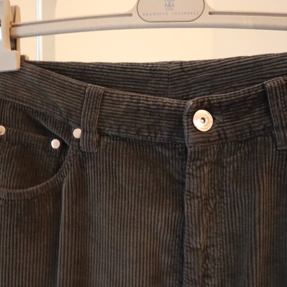 Brunello Cucinelli Monili Tab Jean Corduroy Kick Flare Dark Brown Size 8 - Picture 9 of 10